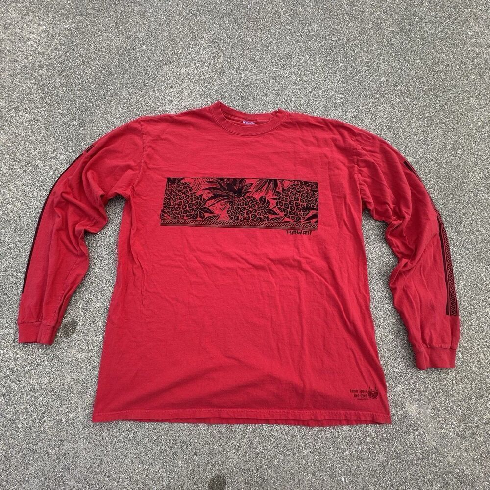 Crazy Shirts Hawaii Candy Apple Red Dyed Shirt Mens Large (23x29) Regular Y2K